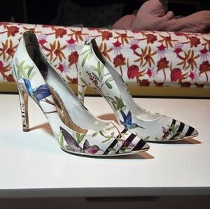 Ted Baker Halden Hummingbird Print Satin Pointed Toe Pumps